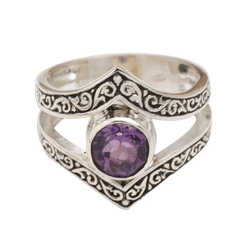 Malachite Gemstone Rings with a Marble - like PatternMalachite Gemstone Rings with a Marble - like PatternNovica Handmade Grace And Charm In Purple Amethyst Cocktail Ring