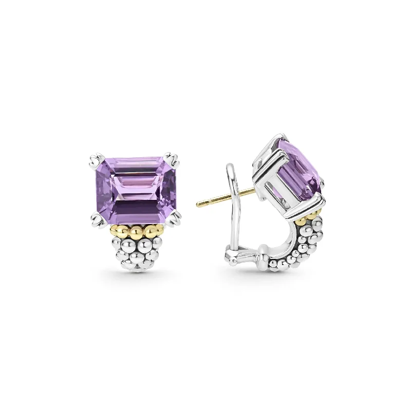 Ruby Gemstone Rings with Intricate Gold Filigree SettingsRuby Gemstone Rings with Intricate Gold Filigree SettingsGlacier Amethyst Huggie Earring