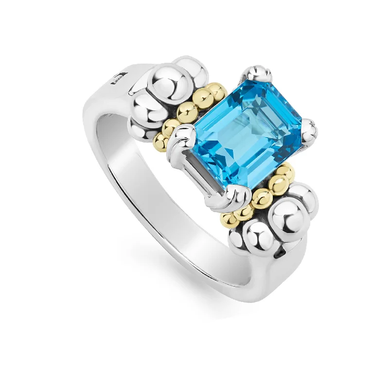 Moonstone Gemstone Rings with a Mysterious SheenMoonstone Gemstone Rings with a Mysterious SheenGlacier Small Emerald-Cut Swiss Blue Topaz Ring