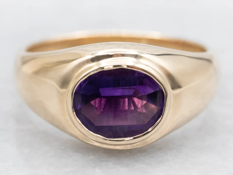 Topaz Gemstone Rings with a Faceted Cut and Shimmering EffectTopaz Gemstone Rings with a Faceted Cut and Shimmering EffectMen's East-West Set Amethyst Solitaire Ring