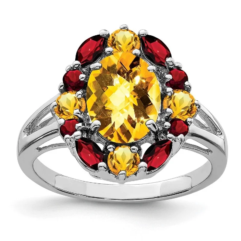 Alexandrite Gemstone Rings with a Chameleon - like Color ChangeAlexandrite Gemstone Rings with a Chameleon - like Color ChangeCurata 925 Sterling Silver Polished Open back Citrine and Garnet Ring