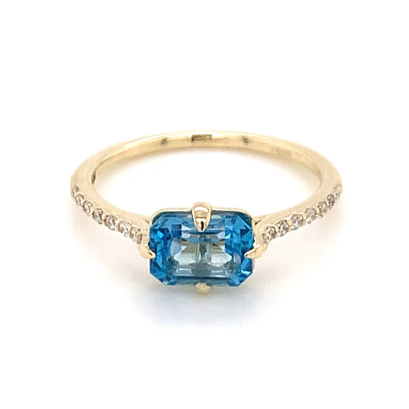 Turquoise Gemstone Rings with Native American - Inspired PatternsTurquoise Gemstone Rings with Native American - Inspired Patterns9ct Yellow Gold Horizontal Emerald Cut Blue Topaz & Diamond Shoulder Ring