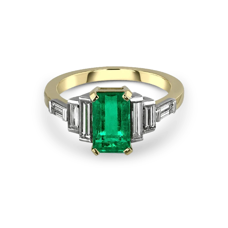 Emerald Gemstone Rings with Diamond - Encrusted HalosEmerald Gemstone Rings with Diamond - Encrusted HalosHarmony Ring