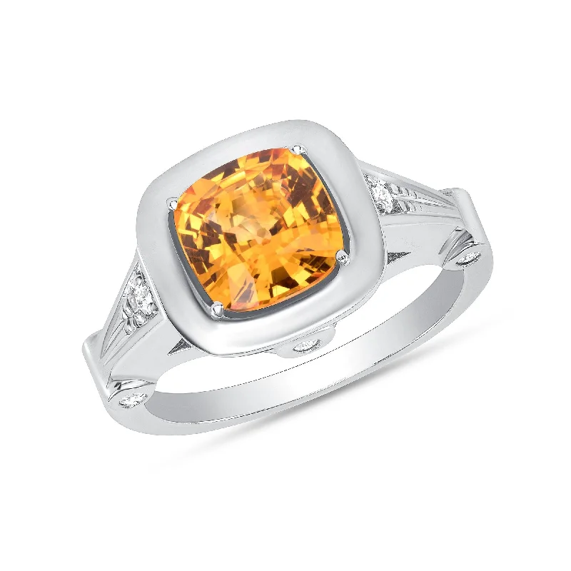 Topaz Gemstone Rings with a Faceted Cut and Shimmering EffectTopaz Gemstone Rings with a Faceted Cut and Shimmering Effect2.31 ct Orange Sapphire and Diamond Ring in 14k White Gold