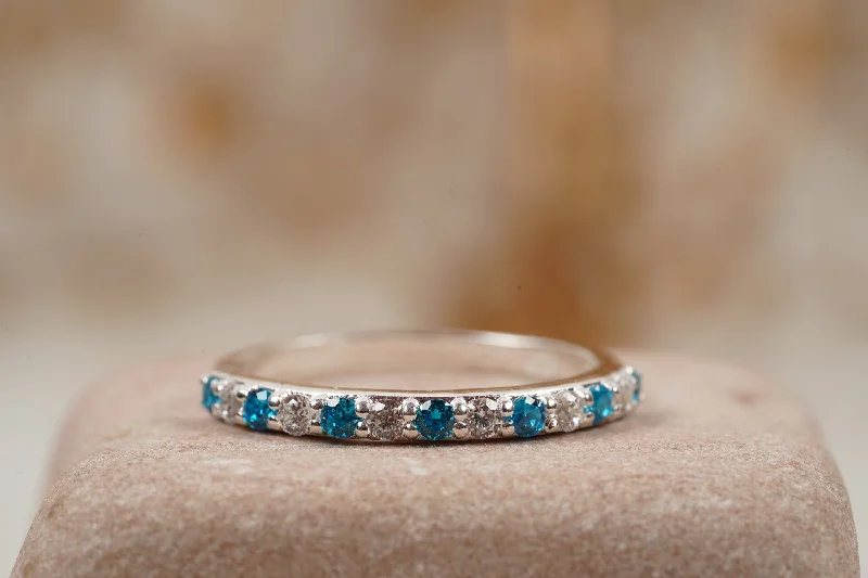 Laser - Cut Wedding Bands with Intricate Geometric PatternsLondon Blue Topaz And Diamond Wedding Band 925 Sterling Silver