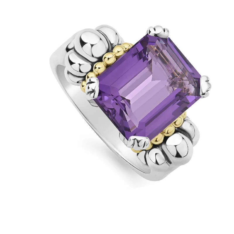 Sapphire Gemstone Rings in a Victorian - Inspired DesignSapphire Gemstone Rings in a Victorian - Inspired DesignGlacier Medium Emerald-Cut Amethyst Ring