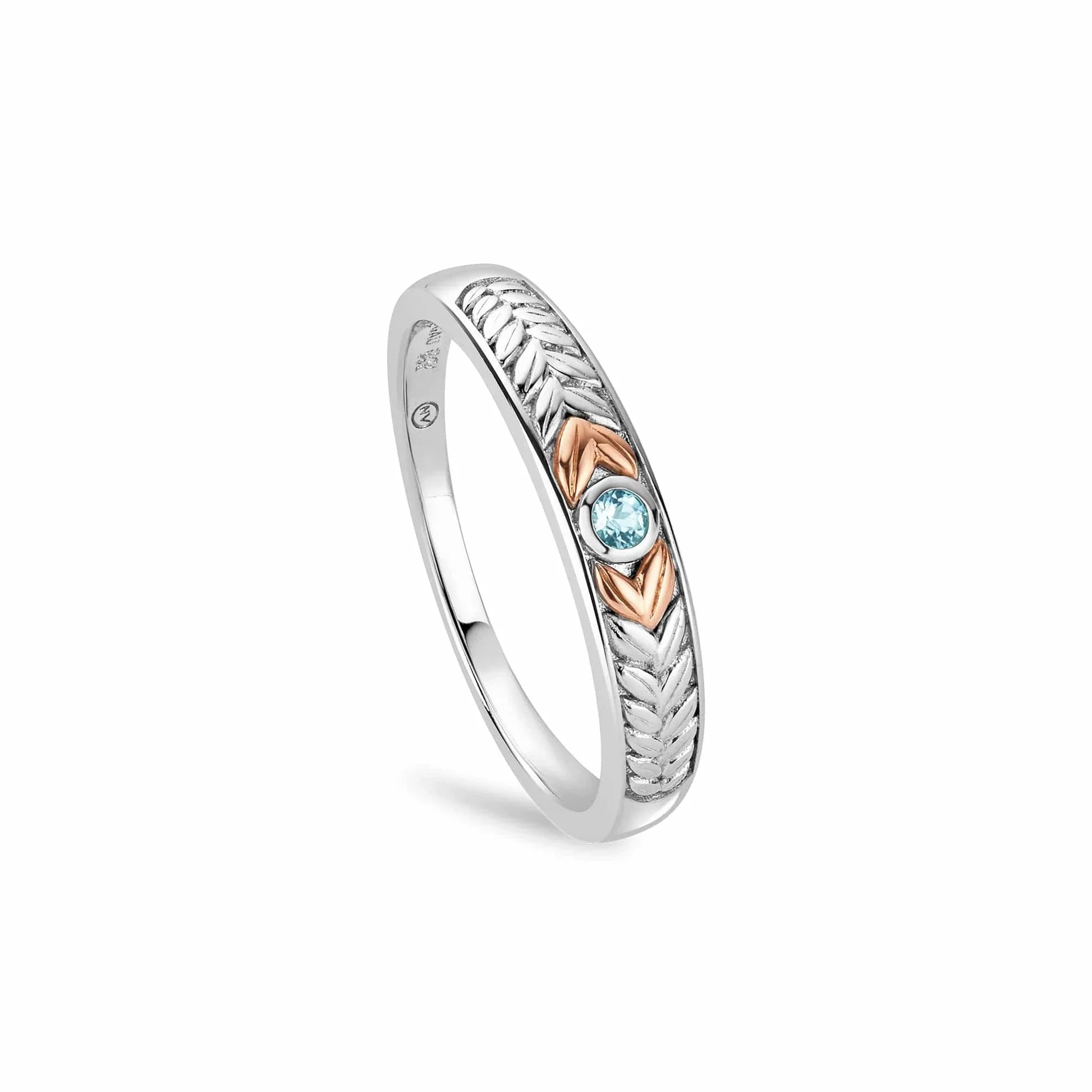 Wedding Bands with Symbolic Infinity Sign CarvingsClogau Lilibet Sterling Silver and Sky Blue Topaz Slim Channel Ring D