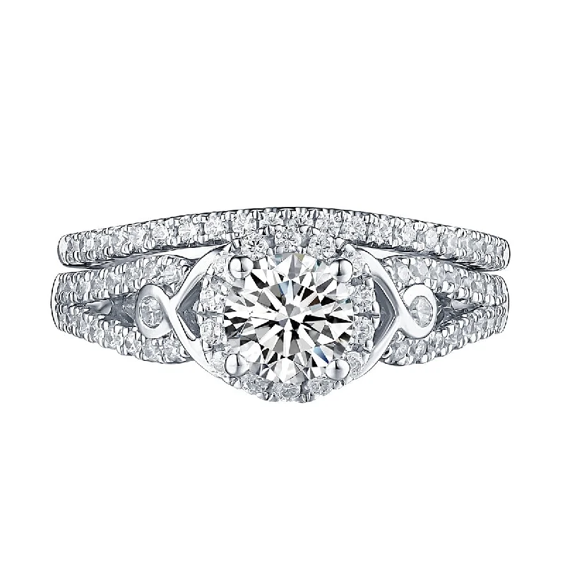 Thin - Band Wedding Bands for a Delicate and Subtle LookWhite Gold Round Engagement Ring S201644A and Band S201644B