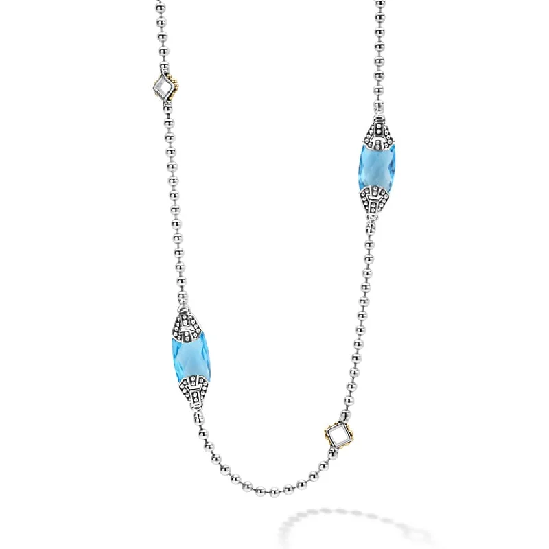 Moonstone Gemstone Rings with a Mysterious SheenMoonstone Gemstone Rings with a Mysterious SheenCaviar Color Six Station Swiss Blue Topaz Necklace