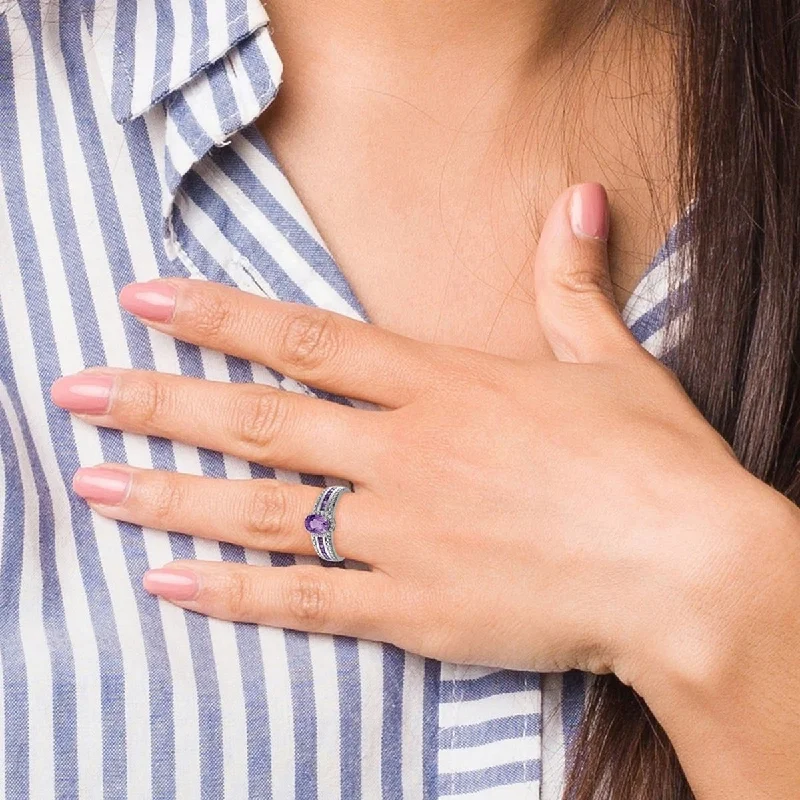 Moonstone Gemstone Rings with a Mysterious SheenMoonstone Gemstone Rings with a Mysterious SheenCurata 925 Sterling Silver Open back Polished Amethyst and White Topaz Ring