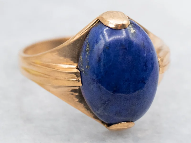 Agate Gemstone Rings with a Banded and Textured DesignAgate Gemstone Rings with a Banded and Textured DesignMid-Century 21K Gold Lapis Unisex Ring