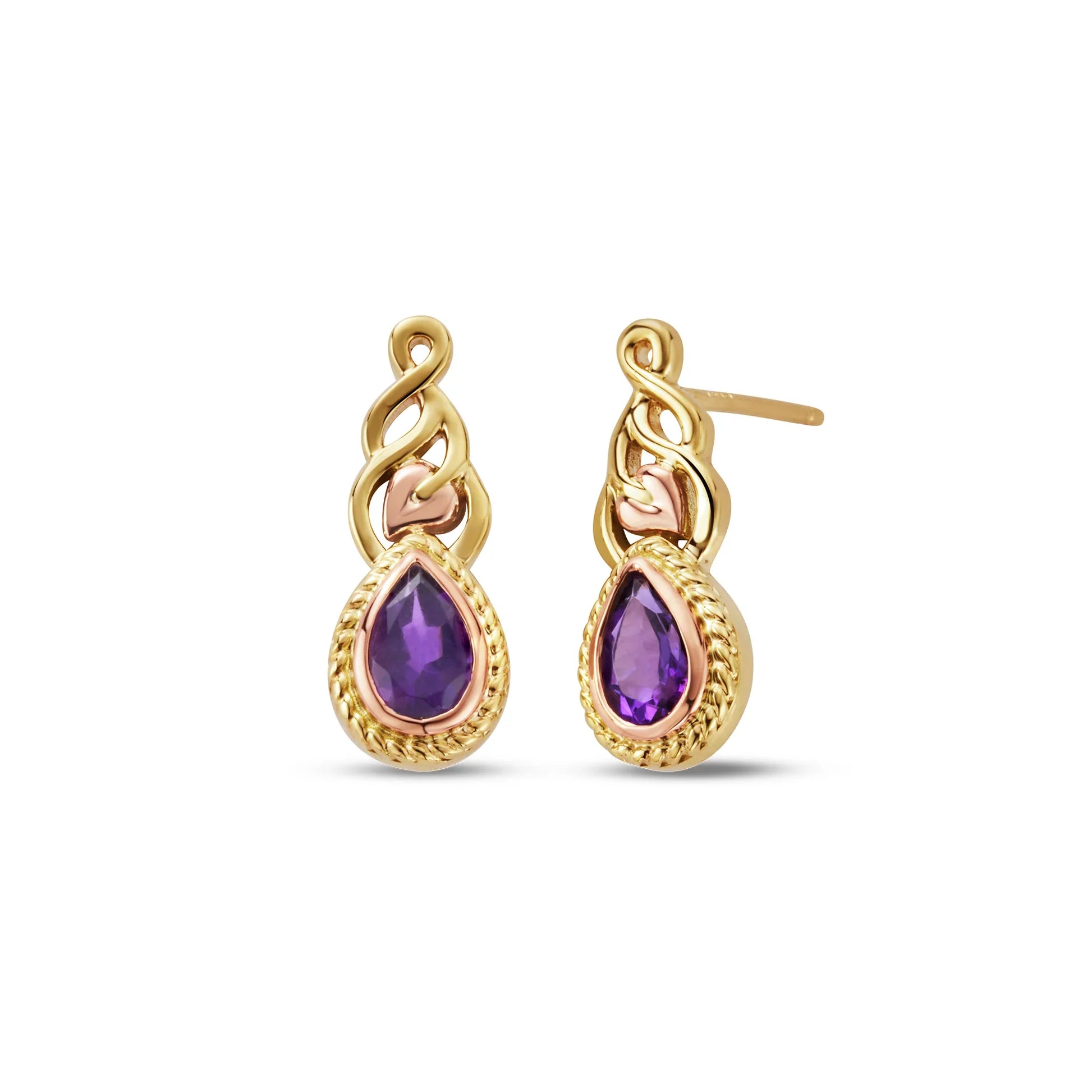 Two - Tone Wedding Bands Combining Yellow Gold and PalladiumClogau 9ct Yellow Gold Delphinium Amethyst Stud Earrings