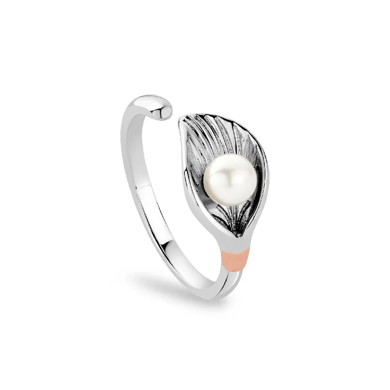 Cobalt Chrome Wedding Bands with High - Polish ShinesClogau Beachcomber Shell Silver and Pearl Ring