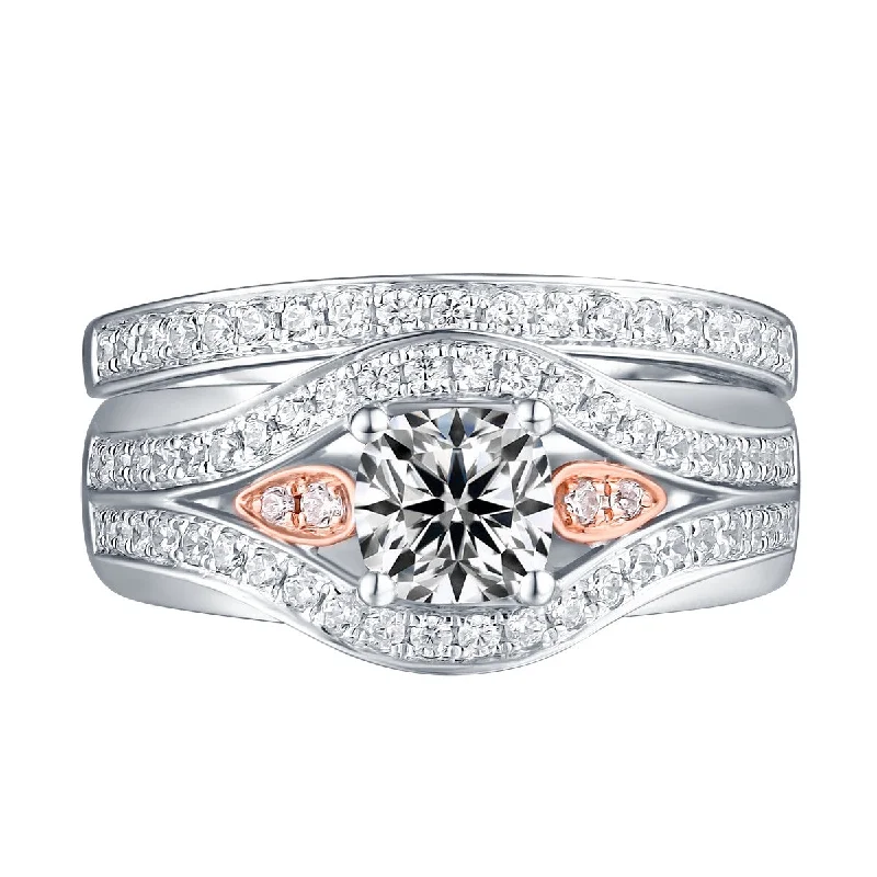 Vintage - Inspired Wedding Bands with Filigree ScrollworkWhite Gold Round Engagement Ring S201658A and Band S201658B