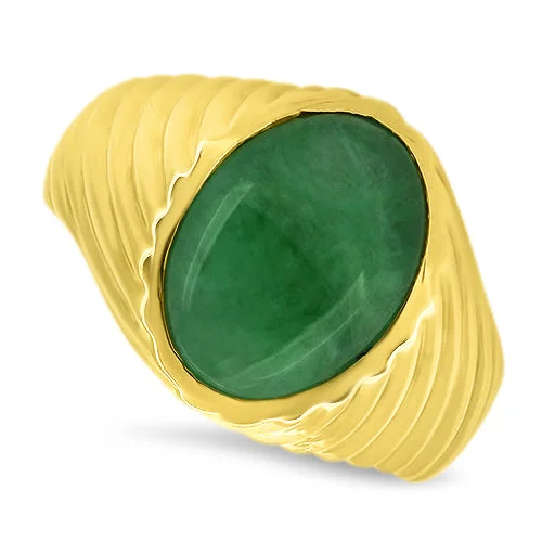 Malachite Gemstone Rings with a Marble - like PatternMalachite Gemstone Rings with a Marble - like Pattern18ct Yellow Gold Type A Jade Ring