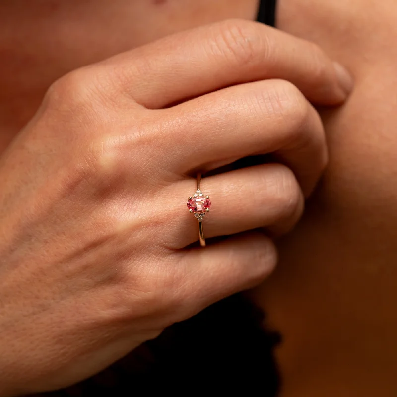 Agate Gemstone Rings with a Banded and Textured DesignAgate Gemstone Rings with a Banded and Textured DesignThe Victoria Ring | Chatham® Oval Lab Grown Padparadscha Sapphire Accented