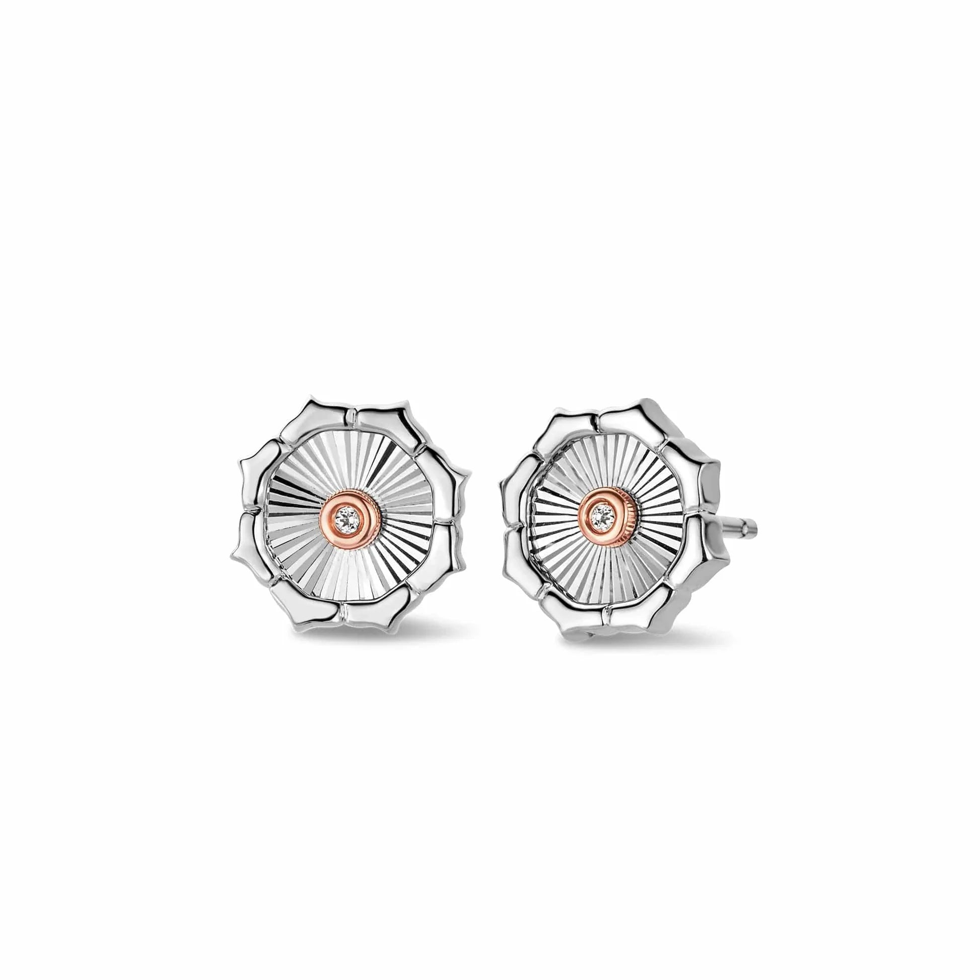 Rose Gold Wedding Bands with Floral - Engraved SidesClogau Nos Da Silver Stud Earrings