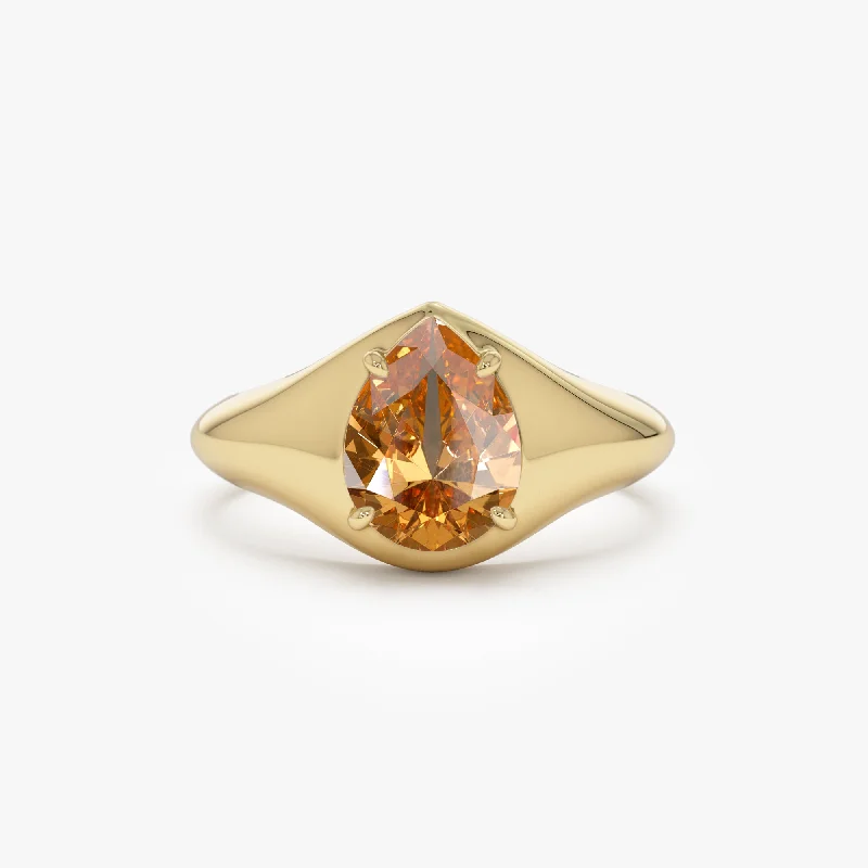 Garnet Gemstone Rings with a Vintage - Style Bezel SettingGarnet Gemstone Rings with a Vintage - Style Bezel Setting14K Pear Shaped Citrine Statement Ring