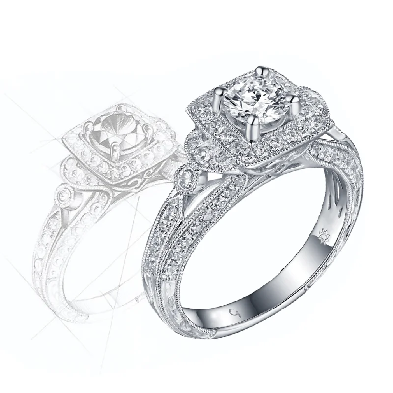 Hand - Forged Silver Wedding Bands with Celtic Knotwork DesignsTaj Engagement Ring SV0230A and Wedding Ring SV0230B Set