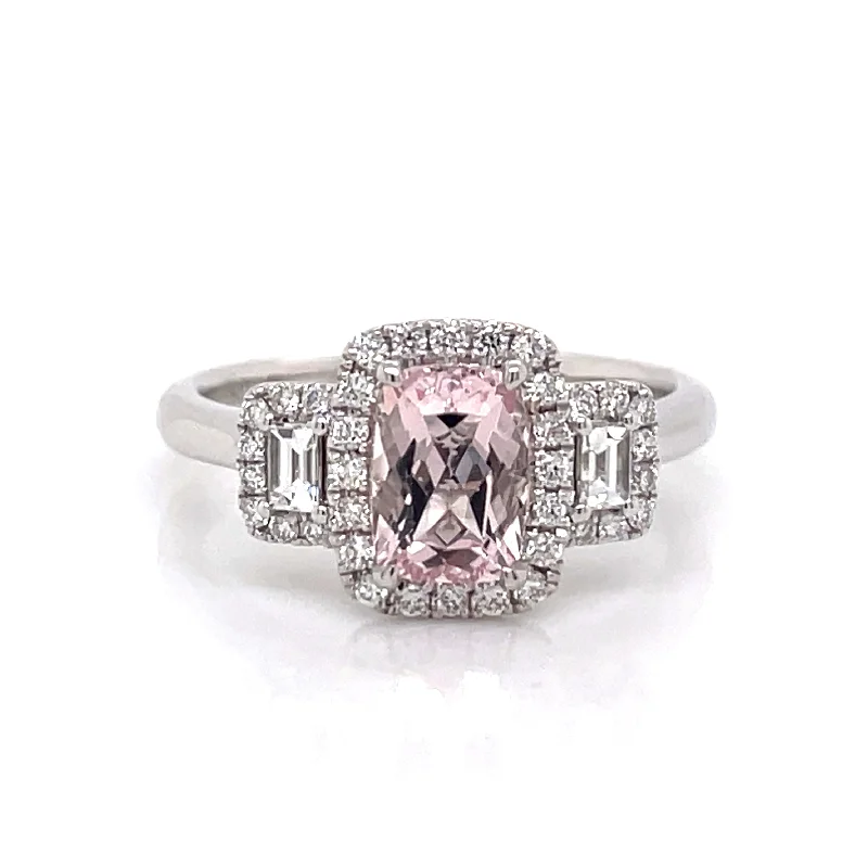 Topaz Gemstone Rings with a Faceted Cut and Shimmering EffectTopaz Gemstone Rings with a Faceted Cut and Shimmering Effect18ct White Gold Emerald Cut Morganite & Diamond Ring