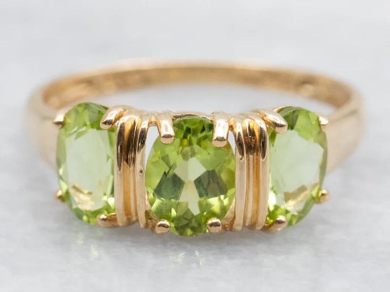 Topaz Gemstone Rings with a Faceted Cut and Shimmering EffectTopaz Gemstone Rings with a Faceted Cut and Shimmering EffectThree Stone Peridot Ring