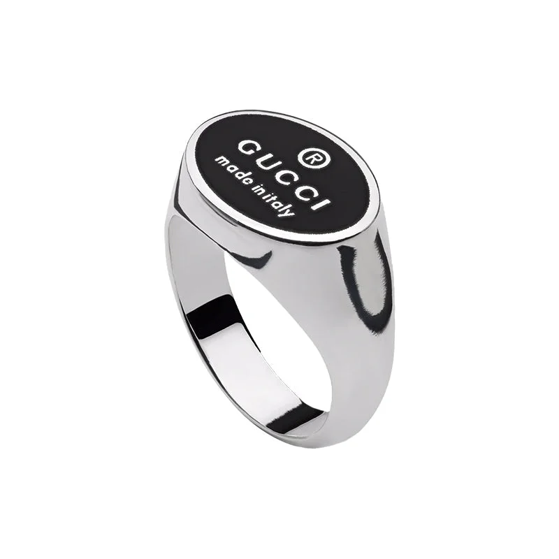 Custom - Engraved Wedding Bands with Personalized MessagesGucci Trademark Oval Sterling Silver Ring