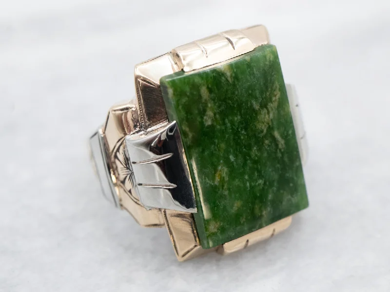 Alexandrite Gemstone Rings with a Chameleon - like Color ChangeAlexandrite Gemstone Rings with a Chameleon - like Color ChangeRetro Era Men's Jade Statement Ring