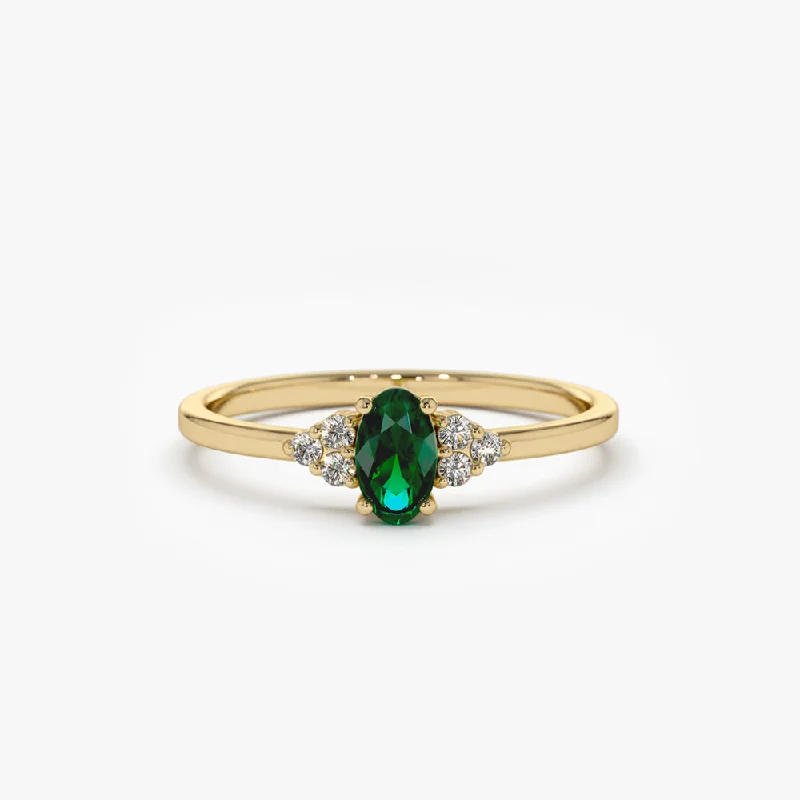 Jade Gemstone Rings with Intricate CarvingsJade Gemstone Rings with Intricate Carvings14K Oval Emerald and Diamond Ring