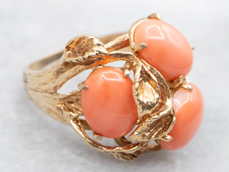 Topaz Gemstone Rings with a Faceted Cut and Shimmering EffectTopaz Gemstone Rings with a Faceted Cut and Shimmering EffectVintage Botanical Gold Coral Cocktail Ring