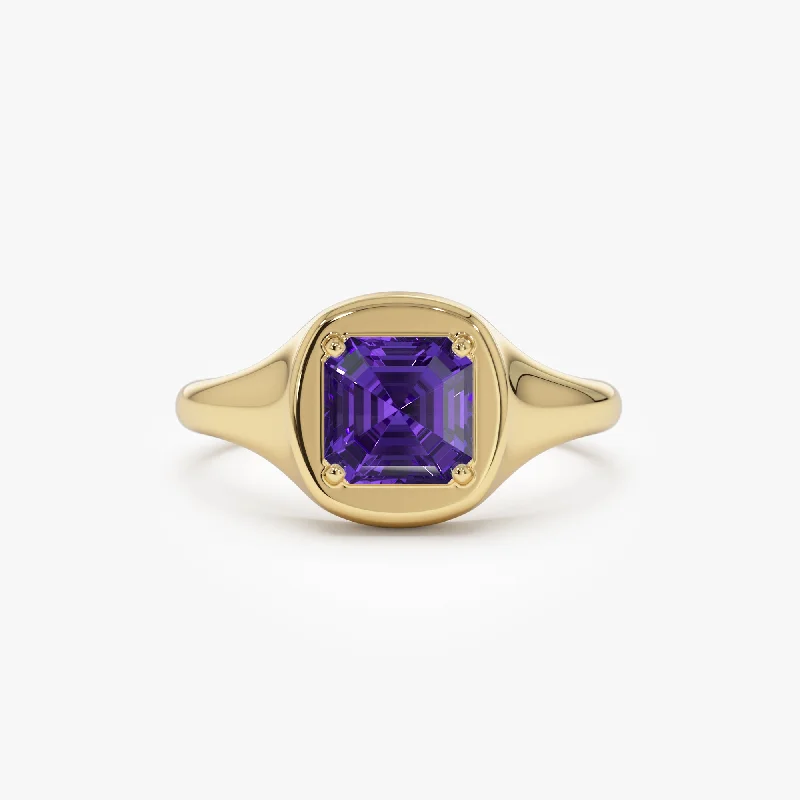 Citrine Gemstone Rings in a Modern Minimalist StyleCitrine Gemstone Rings in a Modern Minimalist Style14K Asscher Cut Amethyst Signet Ring