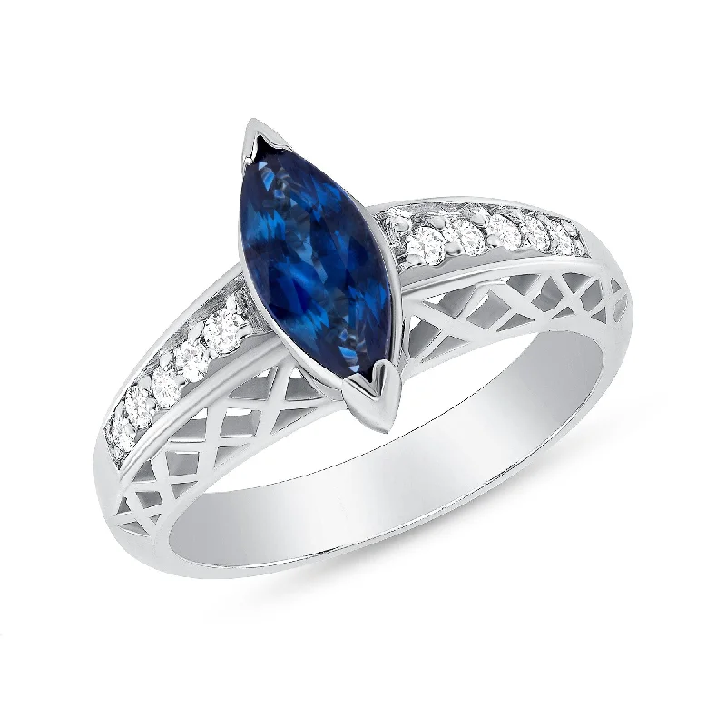 Turquoise Gemstone Rings with Native American - Inspired PatternsTurquoise Gemstone Rings with Native American - Inspired Patterns1.18 ct Blue Sapphire and Diamond Ring in 14k White Gold