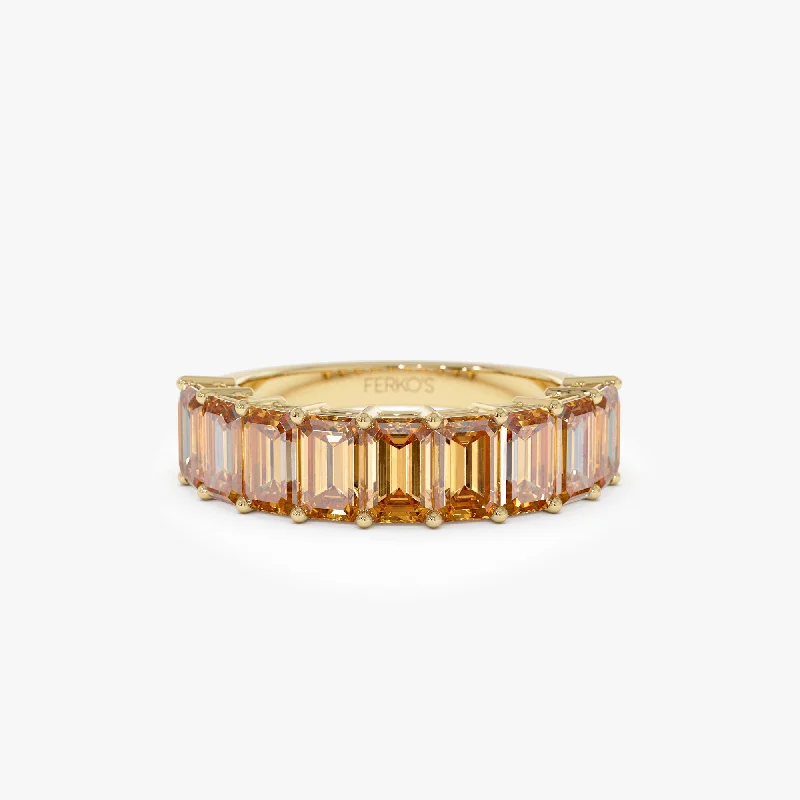 Citrine Gemstone Rings in a Modern Minimalist StyleCitrine Gemstone Rings in a Modern Minimalist Style14k Emerald Cut Citrine Nine Stone Ring 2.70ctw