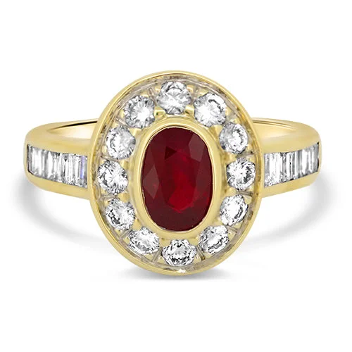 Ruby Gemstone Rings with Intricate Gold Filigree SettingsRuby Gemstone Rings with Intricate Gold Filigree Settings2.31ct Natural Ruby & Diamond Cluster Ring