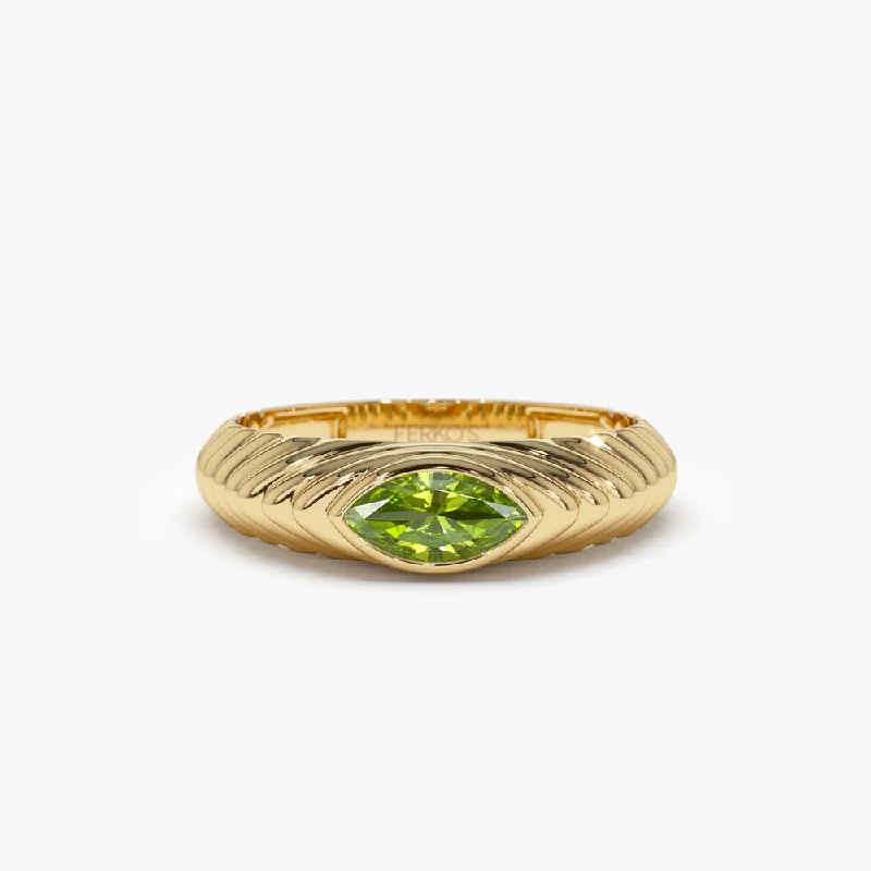 Aquamarine Gemstone Rings with a Nautical - Themed SettingAquamarine Gemstone Rings with a Nautical - Themed Setting14k Marquise Shape Peridot Beveled Ring