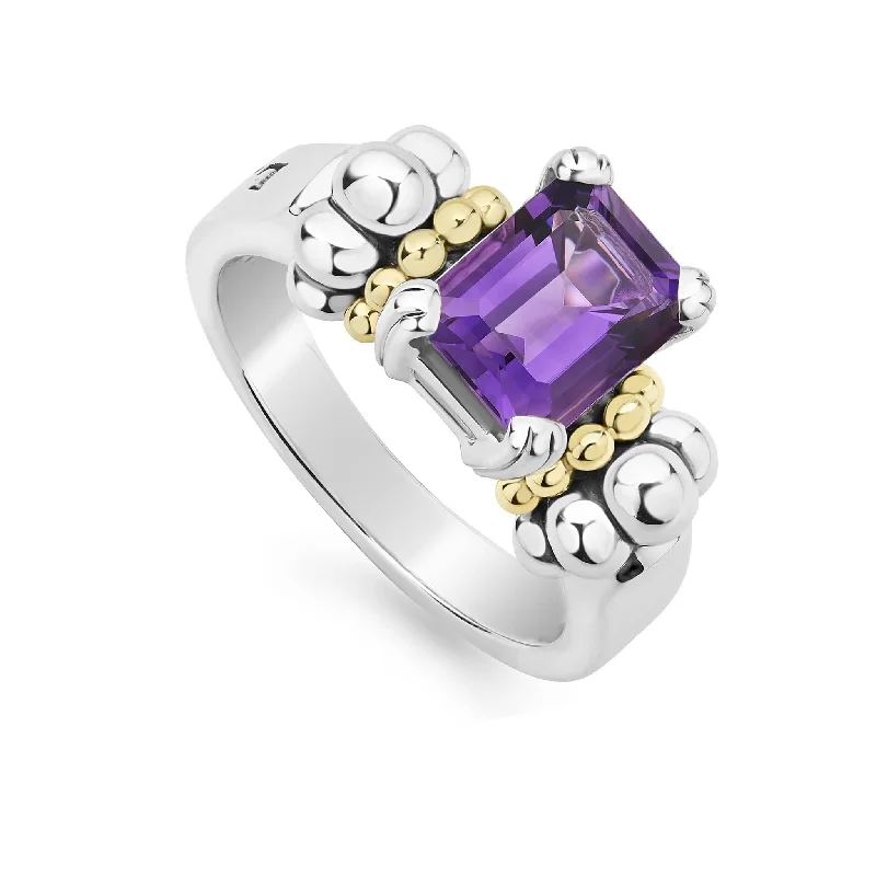 Topaz Gemstone Rings with a Faceted Cut and Shimmering EffectTopaz Gemstone Rings with a Faceted Cut and Shimmering EffectGlacier Small Emerald-Cut Amethyst Ring