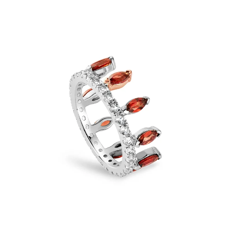 Thin - Band Wedding Bands for a Delicate and Subtle LookClogau Celebration Crown Silver and Red Garnet Ring