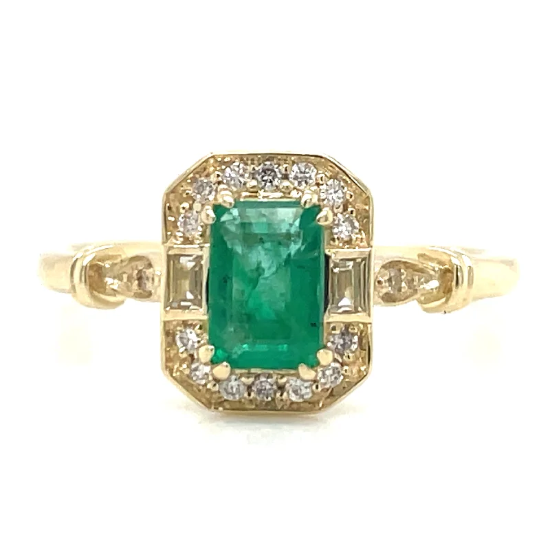 Jade Gemstone Rings with Intricate CarvingsJade Gemstone Rings with Intricate Carvings9ct Yellow Gold Earth Grown 0.70ct Emerald, Diamond And White Sapphire Vintage Style Ring