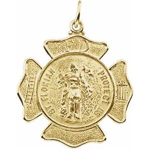 14K Yellow 25 mm St. Florian Medal Pendant