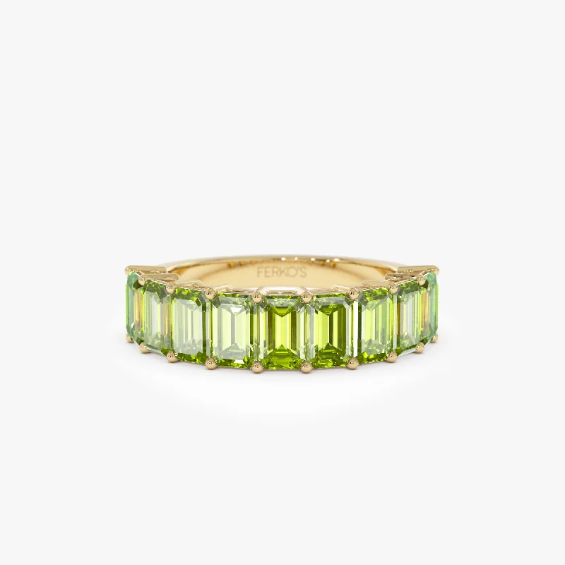 Malachite Gemstone Rings with a Marble - like PatternMalachite Gemstone Rings with a Marble - like Pattern14k Emerald Cut Peridot Nine Stone Ring 2.35ctw