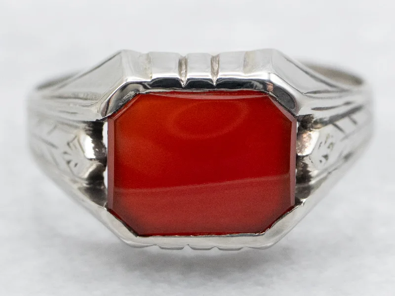 Garnet Gemstone Rings with a Vintage - Style Bezel SettingGarnet Gemstone Rings with a Vintage - Style Bezel SettingEast to West Carnelian Solitaire Ring