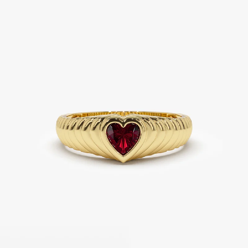 Lapis Lazuli Gemstone Rings with Gold - Leaf InclusionsLapis Lazuli Gemstone Rings with Gold - Leaf Inclusions14k Heart Shape Garnet Beveled Ring