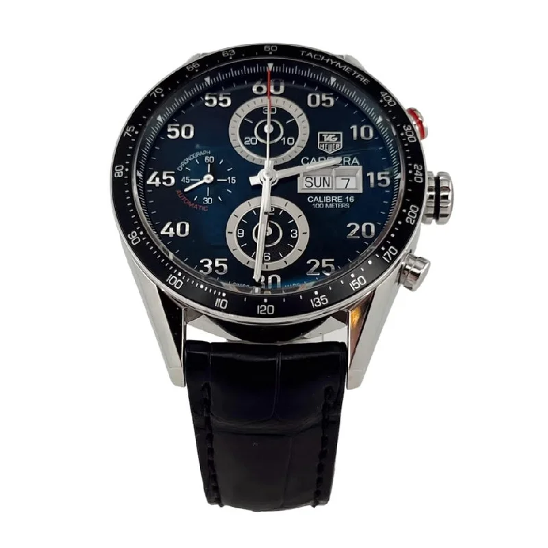 Tag-Heuer Carrera Calibre 16 43MM Day-Date Black Leather strap