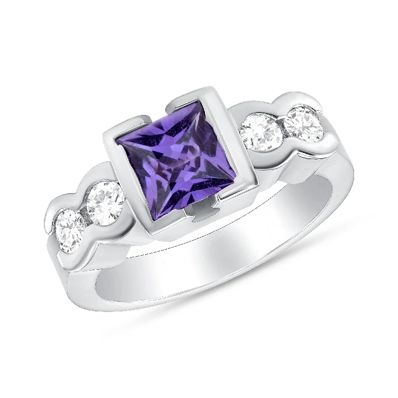 Topaz Gemstone Rings with a Faceted Cut and Shimmering EffectTopaz Gemstone Rings with a Faceted Cut and Shimmering Effect1.03 ct Purple Sapphire and Diamond Ring in 14k White Gold