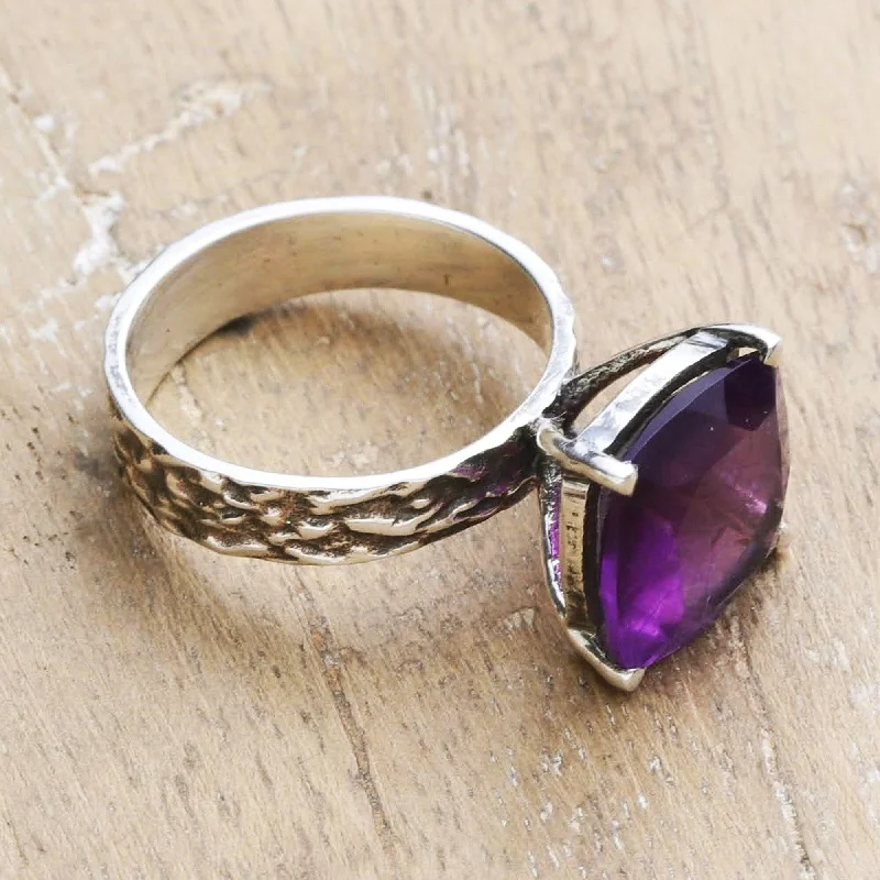 Amethyst Gemstone Rings with Sterling Silver Braided BandsAmethyst Gemstone Rings with Sterling Silver Braided BandsNovica Handmade Violet Passion Amethyst Single Stone Ring