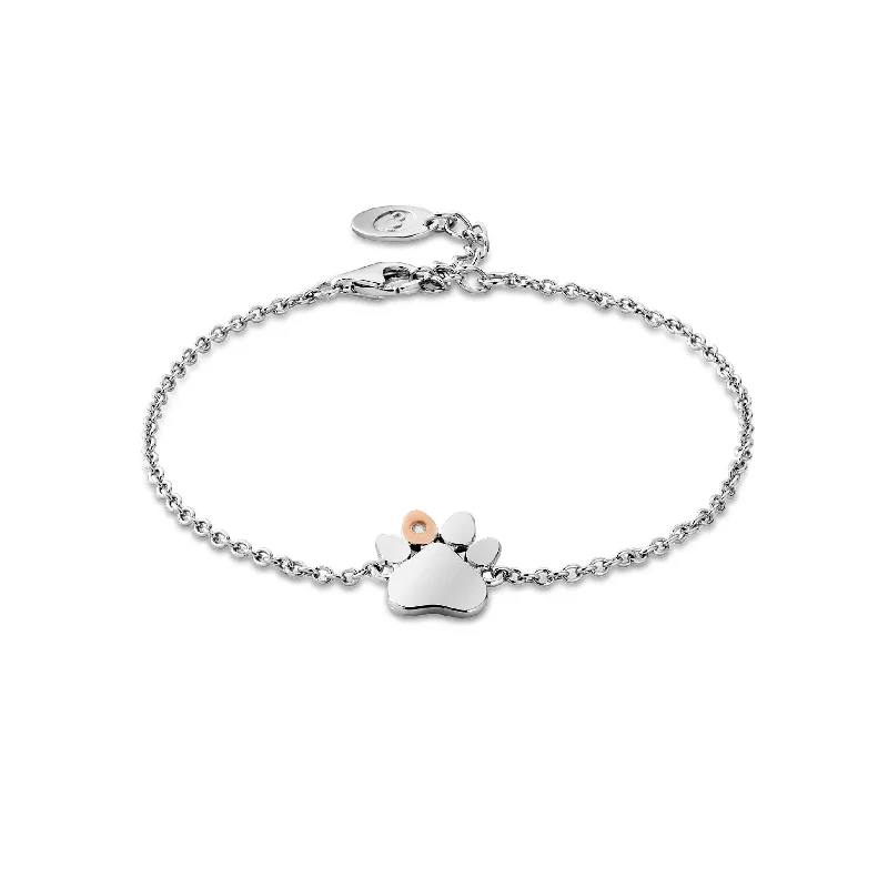 Wedding Bands with Symbolic Infinity Sign CarvingsClogau Paw Prints on My Heart Silver Single Paw Bracelet