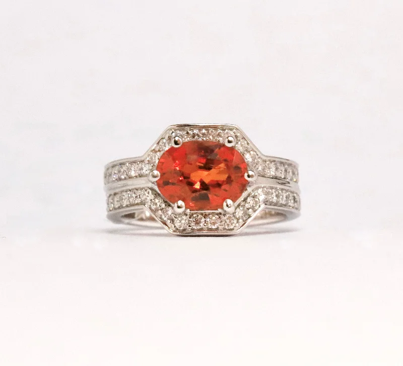 Jade Gemstone Rings with Intricate CarvingsJade Gemstone Rings with Intricate Carvings18ct White Gold Oval Cut Orange Garnet Ring with White Diamonds