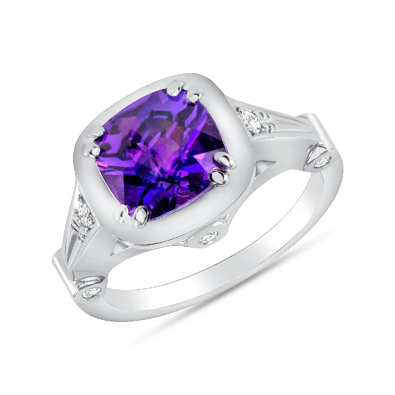 Moonstone Gemstone Rings with a Mysterious SheenMoonstone Gemstone Rings with a Mysterious Sheen1.86 ct Amethyst and Diamond Ring in 14k White Gold