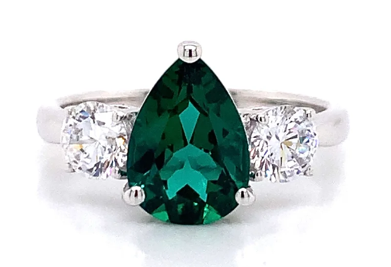 Sapphire Gemstone Rings in a Victorian - Inspired DesignSapphire Gemstone Rings in a Victorian - Inspired Design9ct White Gold Lab Created Emerald & Cubic Zirconia Ring