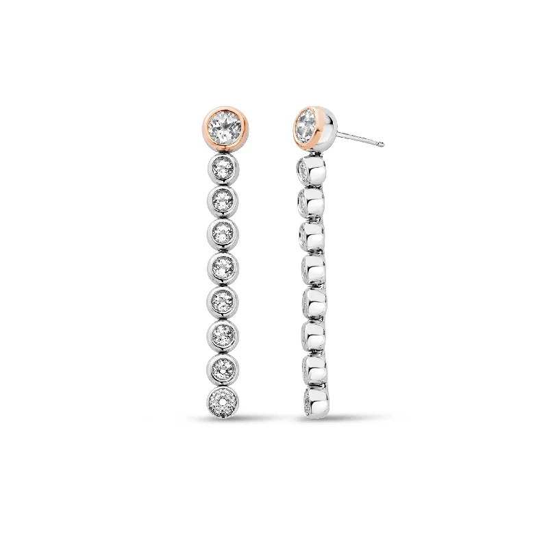 Rose Gold Wedding Bands with Floral - Engraved SidesClogau Celebration Silver Drop Hoop Earrings