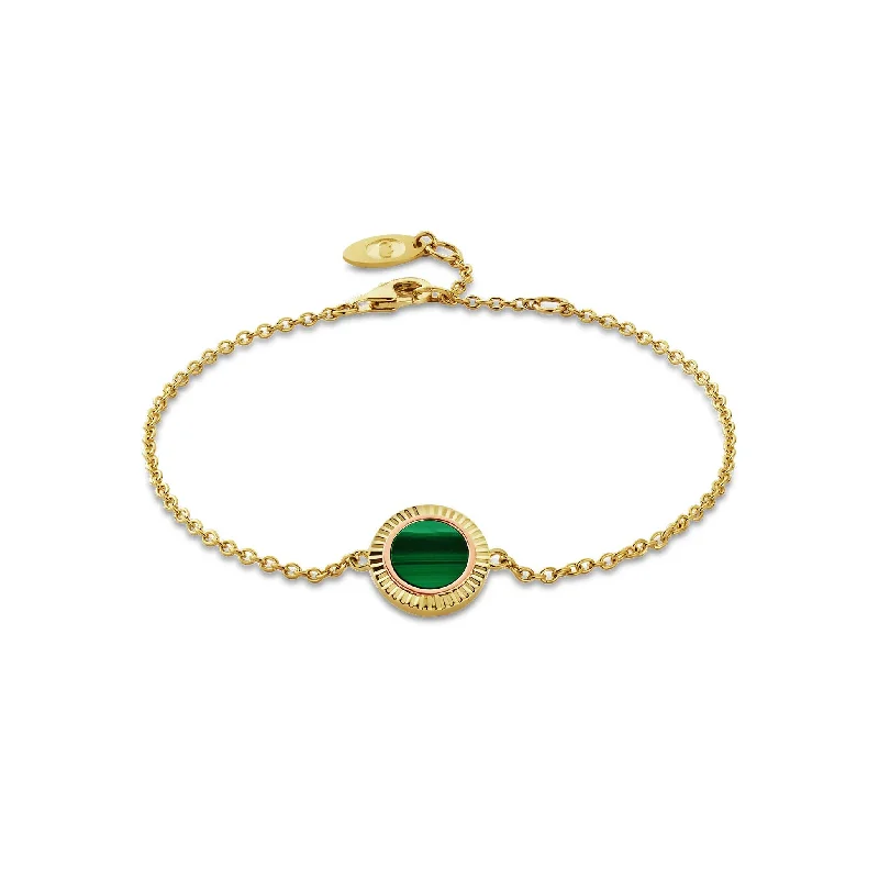 Matching Set Wedding Bands with Interlocking DesignsClogau Reflections of Padarn Gold and Malachite Bracelet